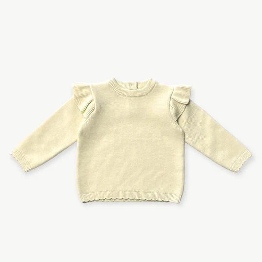 Viverano Organics Blush Milan Classic Ruffle Knit Baby Pullover Sweater