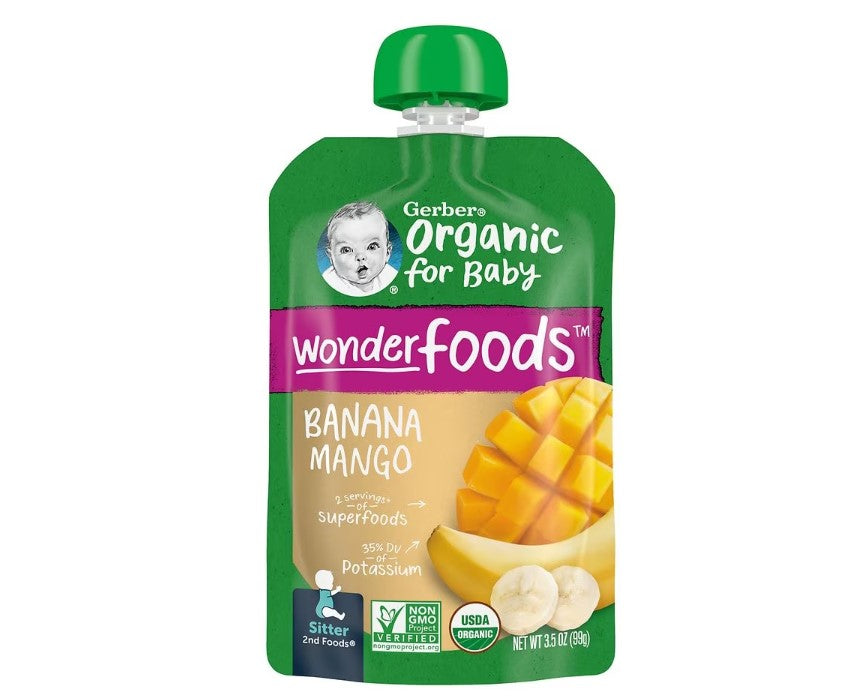 Gerber Organic Wonder Foods Baby Food Banana and Mango3.5oz