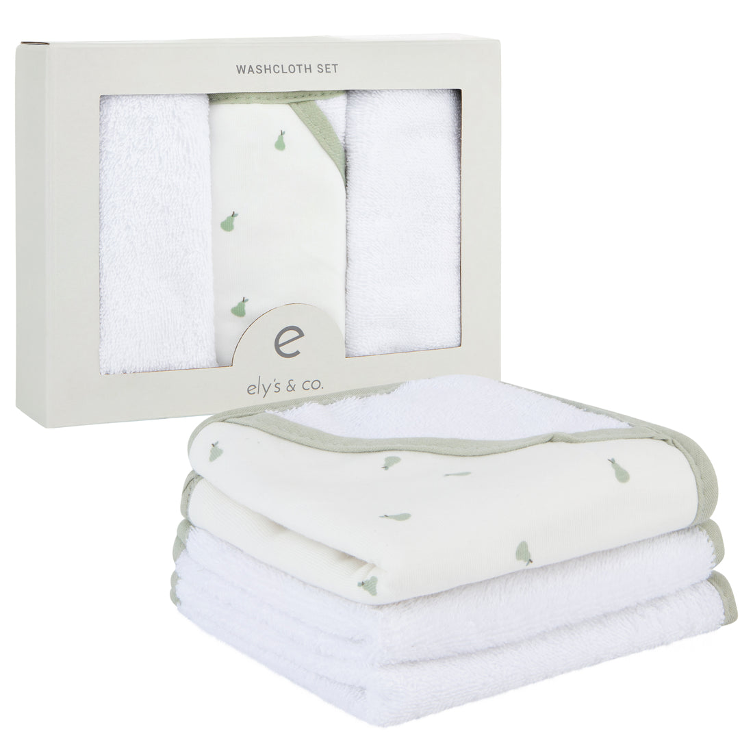 Ely's & Co. Pear Hooded Towel and Washcloth Set - 3 Pack Washcloths