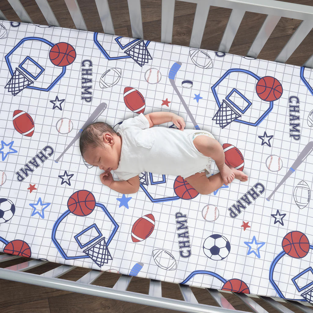 Lambs & Ivy Baby Sports Cotton Fitted Crib Sheet