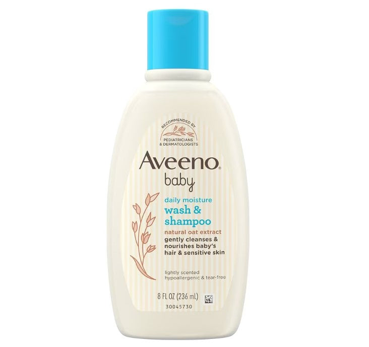 Aveeno Baby Wash & Shampoo Natural Oat Extract Lighty Scented, 8 oz