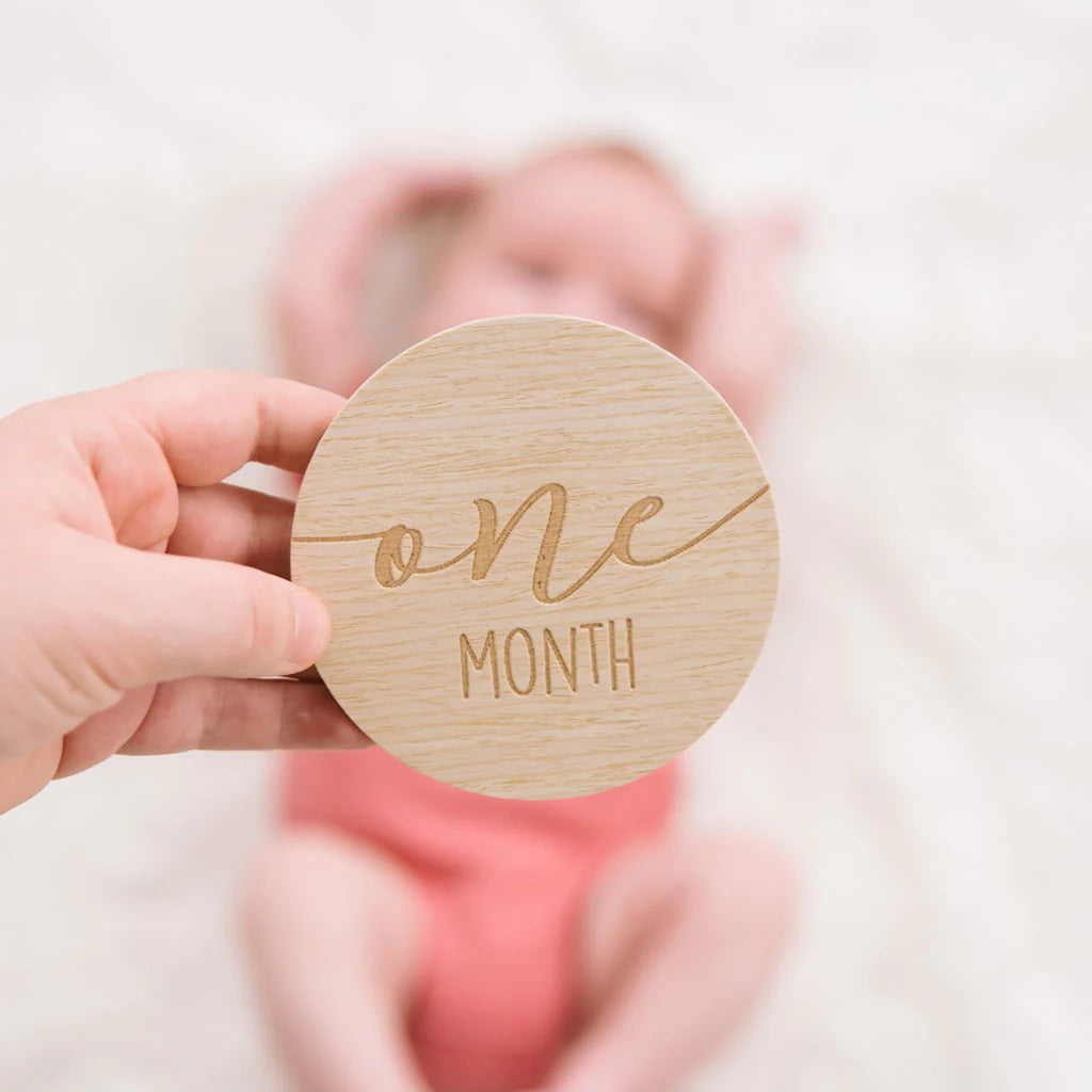 4 Monthly Milestone Markers  Name Plate, Hello World, Bump