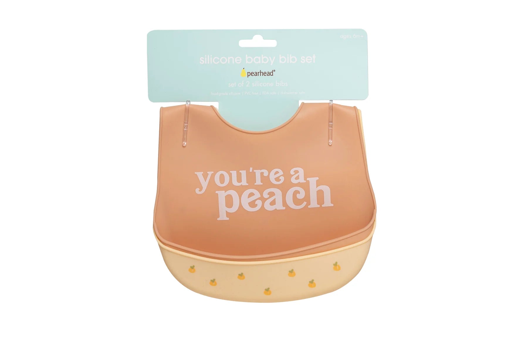 Pearhead You're a Peach Silicone Bib Set of 2