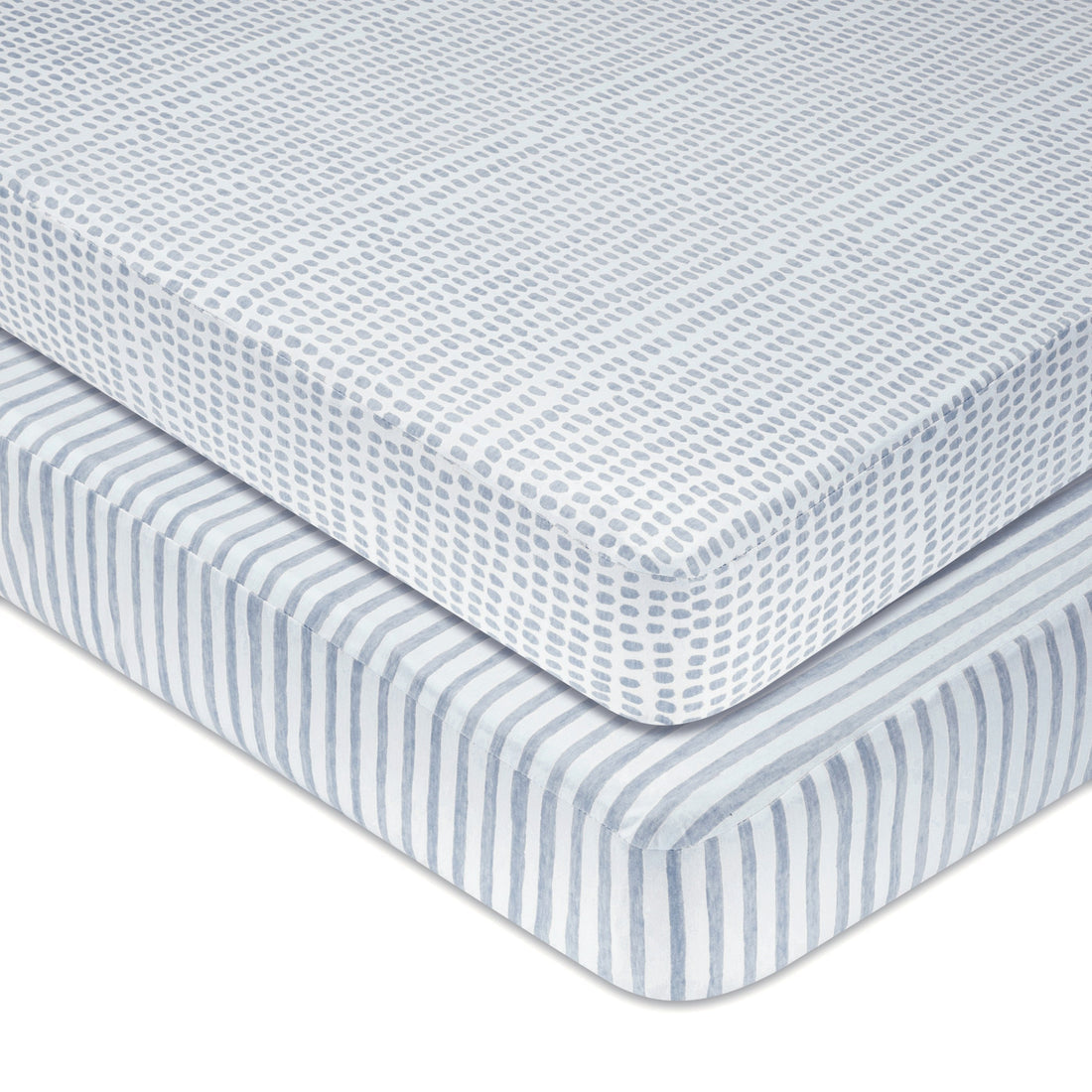 Ely's & Co. Waterproof  Crib/Toddler Bed Sheet, 2 Pack  Blue Stripes & Splash