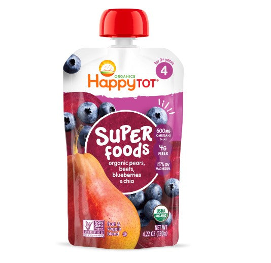 Happy Tot®️ Superfoods Pears, Beets, Blueberries & Chia Pouch