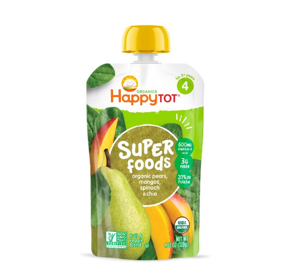 Happy Tot®️ Superfoods Pears, Mangos, Spinach & Chia Pouch