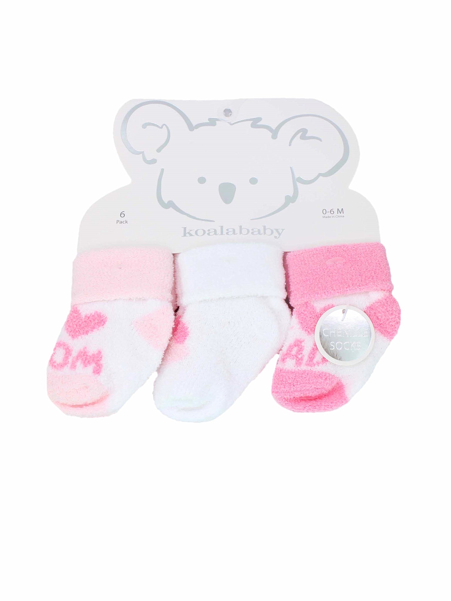 Koala Baby 6 Pack I Love Mom Chenille Socks
