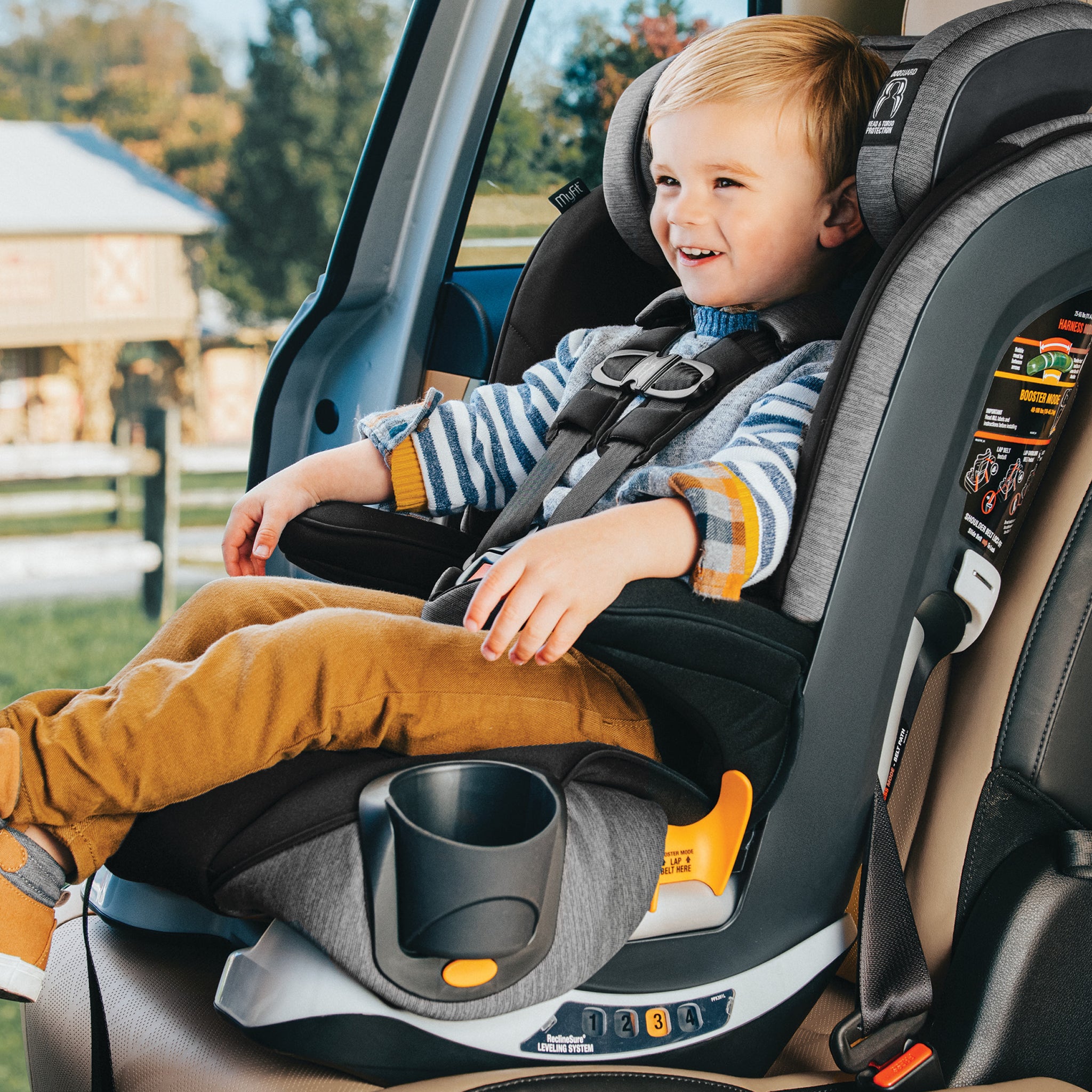 Chicco MyFit ClearTex Harness Booster Car Seat Shadow
