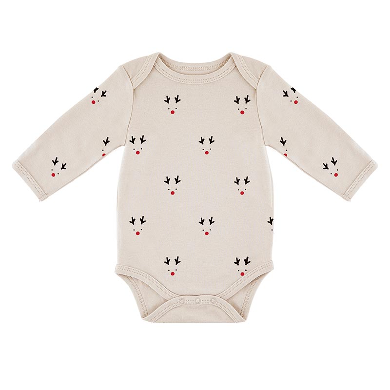 Stephan Baby Long Sleeve Grey Reindeer Snapshirt