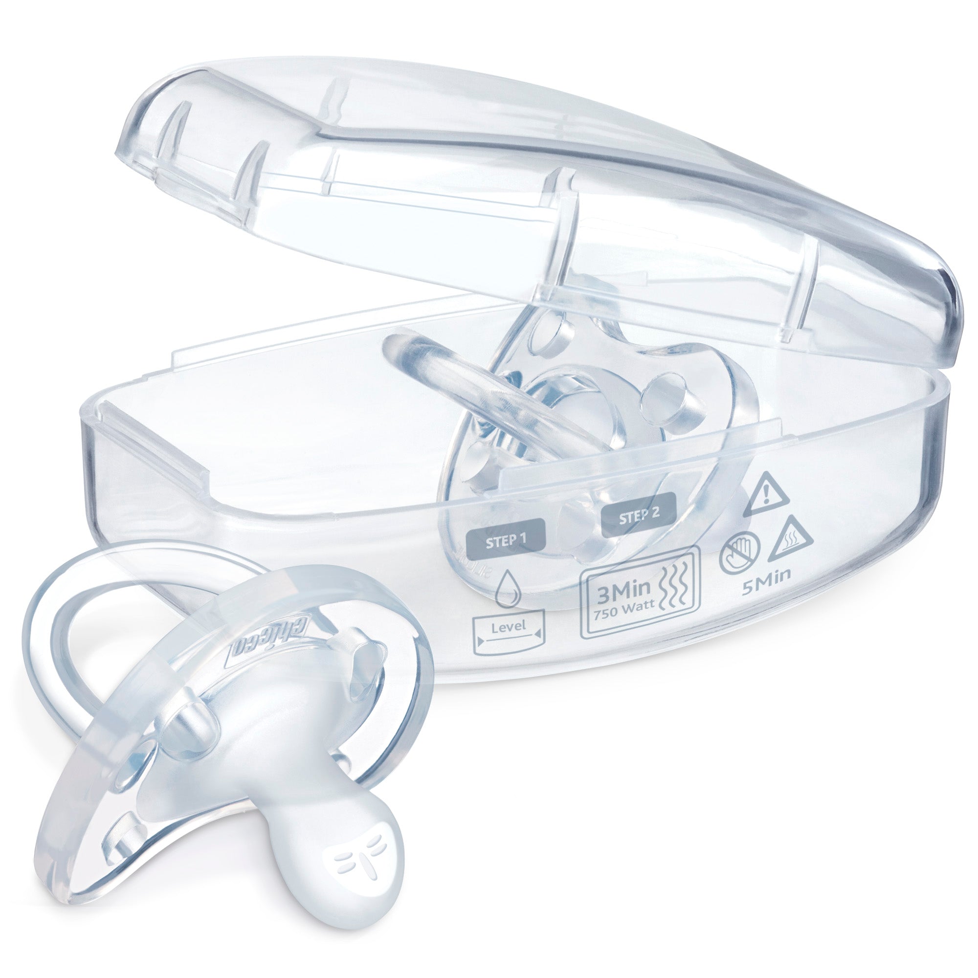 Chicco PhysioForma Silicone One-Piece Orthodontic Pacifier 0-6m Clear 2pk