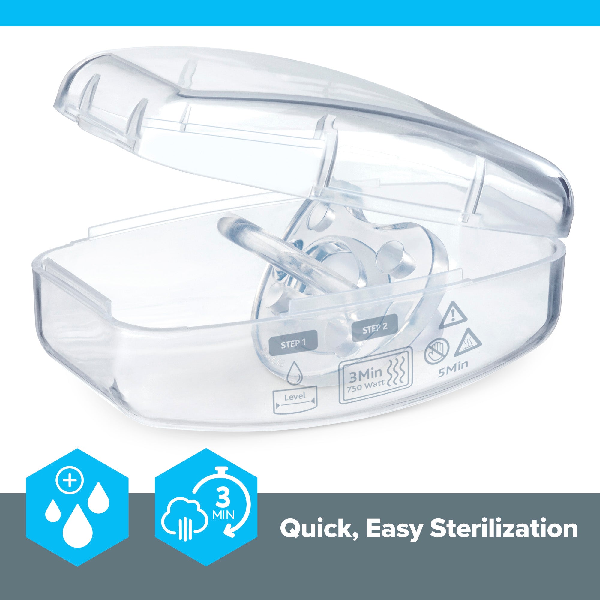 Chicco PhysioForma Silicone One-Piece Orthodontic Pacifier 0-6m Clear 2pk
