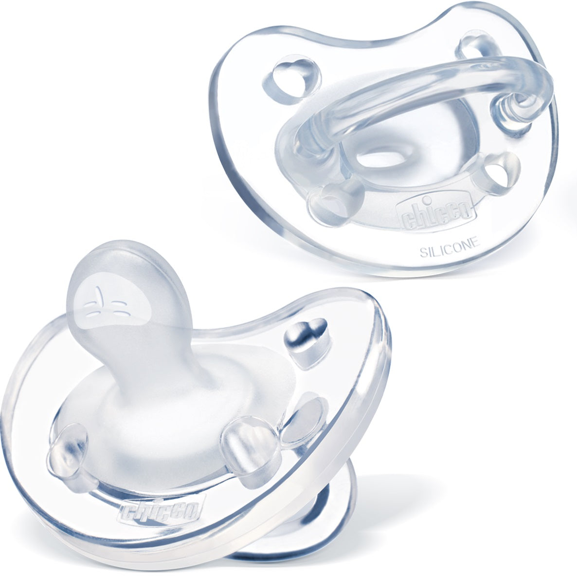 Chicco PhysioForma Silicone One-Piece Orthodontic Pacifier 0-6m Clear 2pk