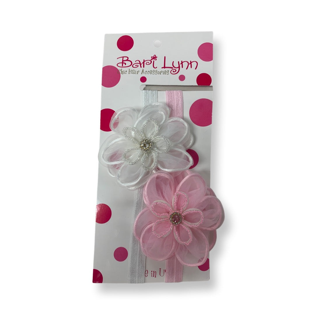 Bari Lynn 2 Pack Crystal Flower On Elastic Clip