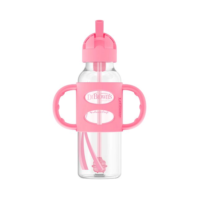 Dr. Brown's 8 oz/250 mL Narrow Sippy Straw Bottles w/ Silicone Handles, 1-Pack