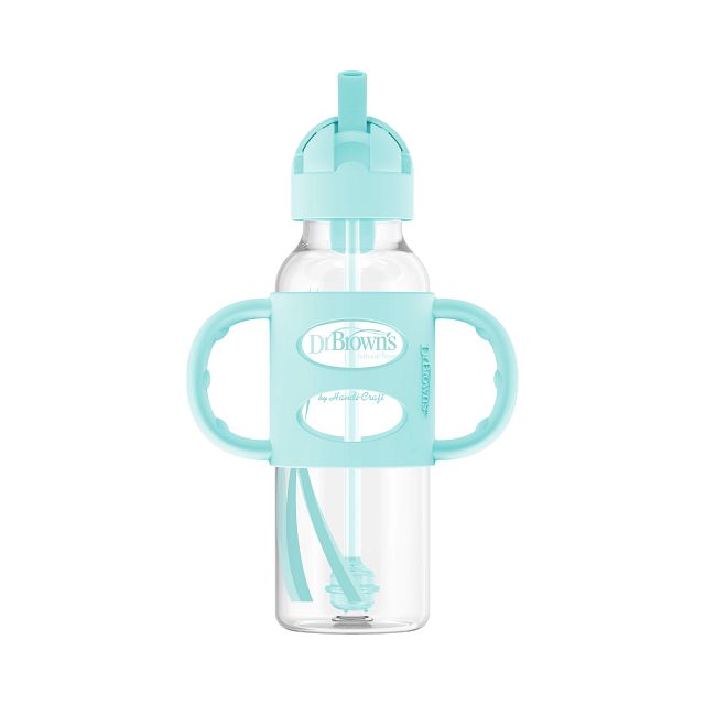 Dr. Brown's 8 oz/250 mL Narrow Sippy Straw Bottles w/ Silicone Handles, 1-Pack