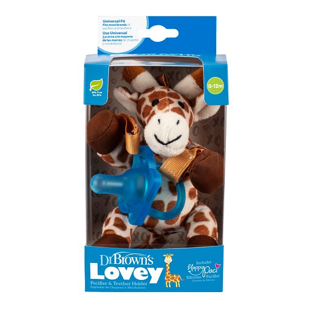 Dr. Brown's Giraffe Lovey with Blue HappyPaci Silicone One-Piece Pacifier