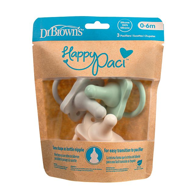 Dr. Brown's HappyPaci One-Piece Silicone Pacifier, 3-Pack