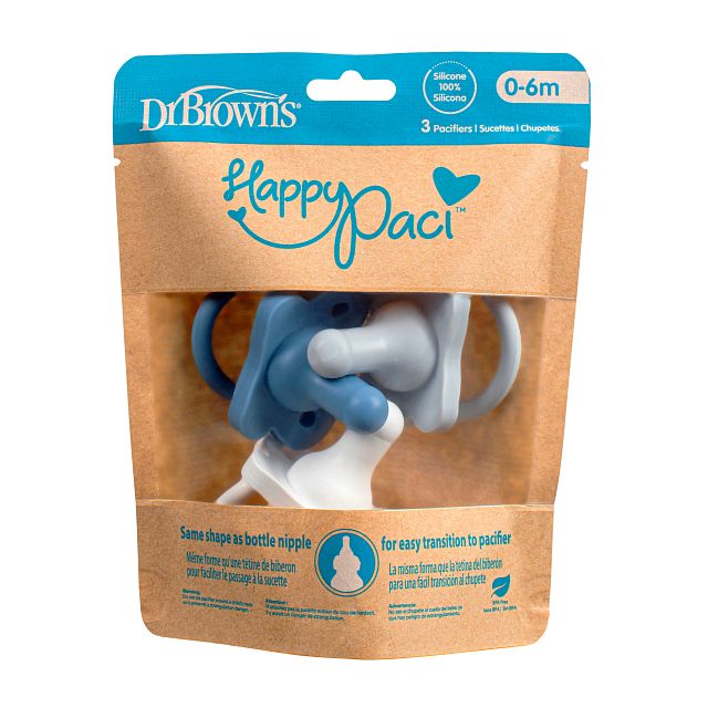 Dr. Brown's HappyPaci One-Piece Silicone Pacifier, 3-Pack
