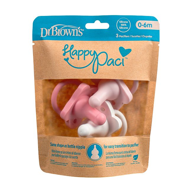 Dr. Brown's HappyPaci One-Piece Silicone Pacifier, 3-Pack